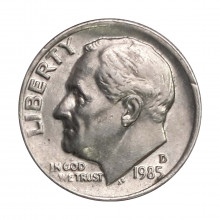 Km#195A 1 Dime 1985 D SOB Estados Unidos América