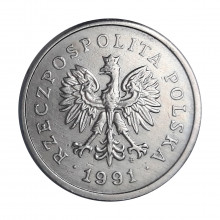 Y#282 1 Zloty 1991 SOB+ Polônia Europa