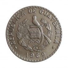 Km#269 25 Centavos 1969 MBC Guatemala América