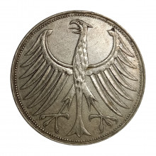KM#112 5 Deutsche Mark 1966 D MBC Alemanha República Federativa Europa