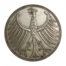 KM#112 5 Deutsche Mark 1956 F MBC Alemanha República Federativa Europa