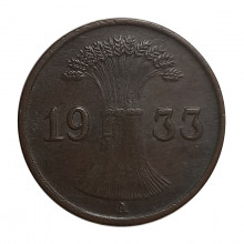 Km#37 1 Reichspfennig 1933 A MBC/SOB Alemanha Império Europa
