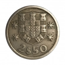 Km#590 2,50 Escudos 1976 MBC+ Portugal Europa