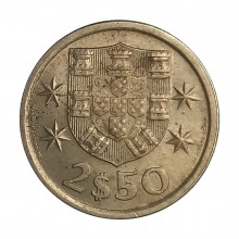 Km#590 2,50 Escudos 1974 SOB Portugal Europa