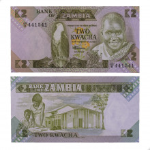 P#24c 2 Kwacha 1980-1988 FE Zâmbia África