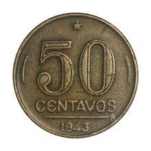 V-192a 50 Centavos 1943 Níquel Rosa