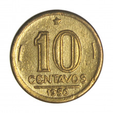 V-200 10 Centavos 1950 MBC C/ Sinais de Limpeza