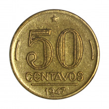 V-196 50 Centavos 1947 MBC C/ Sinais de Limpeza