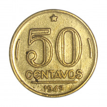 V-216 50 Centavos 1949 MBC C/ Sinais de Limpeza