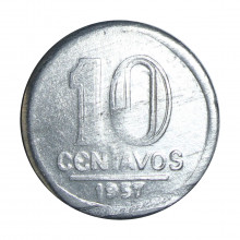 V-258 10 Centavos 1957 MBC C/ Sinais de Limpeza