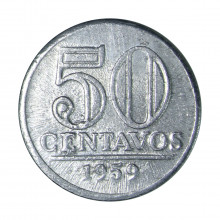 V-271 50 Centavos 1959 MBC+ C/ Marca de Limpeza