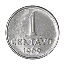 Moeda V-288 1 Centavo 1969 SOB/FC Aço Inoxidável Ø17mm 2,6gr.