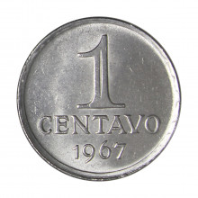 Moeda V-287 1 Centavo 1967 SOB/FC Aço Inoxidável Ø17mm 2,6gr.