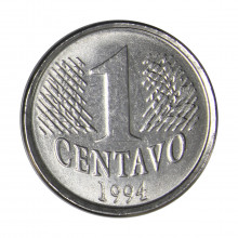 Moeda V-438 1 Centavo 1994 SOB/FC Aço Inoxidável Ø20mm 3gr.