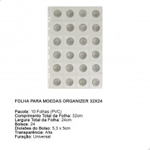 Kit 10 Folhas para Moedas 32x24 PCCB 24 Bolsos