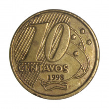 Moeda V-491 10 Centavos 1998 MBC+  Aço R Bronze Ø20mm 4,8gr.