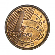 Moeda V-458 1 Centavo 1999 MBC/SOB Data Difícil Aço R Cobre Ø17mm 2,4gr.