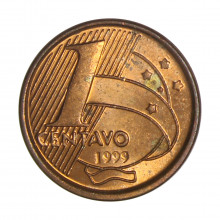Moeda V-458 1 Centavo 1999 SOB/FC Data Difícil Aço R Cobre Ø17mm 2,4gr.