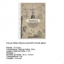 Kit 10 Folhas para Cédulas 28x21 Acetato 1 Espaço