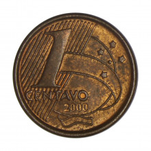 Moeda V-459 1 Centavo 2000 MBC/SOB Data Difícil Aço R Cobre Ø17mm 2,4gr.