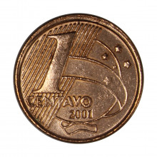 Moeda V-460 1 Centavo 2001 MBC+  Aço R Cobre Ø17mm 2,4gr.