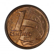 Moeda V-460 1 Centavo 2001 SOB  Aço R Cobre Ø17mm 2,4gr.
