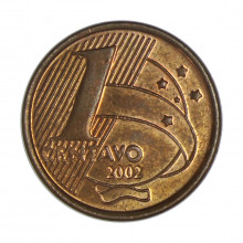Moeda V-461 1 Centavo 2002  MBC/SOB   Aço R Cobre  Ø17mm 2,4gr.