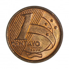 Moeda V-461 1 Centavo 2002  SOB   Aço R Cobre  Ø17mm 2,4gr.