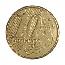 Moeda V-495 10 Centavos 2002 MBC+  Aço Revestido de Bronze Ø20mm 4,8gr.