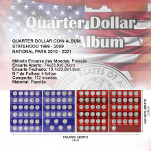 Álbum Duplo Moedas Quarter Dollar 1999 - 2021 Estados e Parques