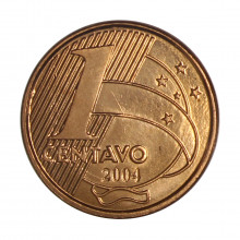 Moeda V-463 1 Centavo 2004  FC   Aço R Cobre  Ø17mm 2,4gr.
