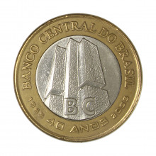 Moeda V-596 1 Real 2005 MBC+ 40 Anos Banco Central Bimetálico Ø27mm 7gr.