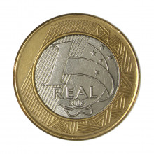 Moeda V-596 1 Real 2005 MBC+ 40 Anos Banco Central Bimetálico Ø27mm 7gr.
