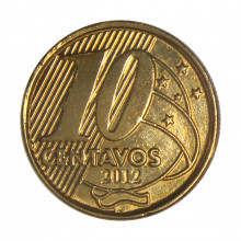 Moeda V-505 10 Centavos 2012  MBC+   Aço R Bronze  Ø20mm 4,8gr.