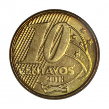 Moeda V-511 10 Centavos 2018  SOB   Aço R Bronze  Ø20mm 4,8gr.
