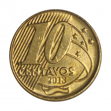 Moeda V-511 10 Centavos 2018  MBC+   Aço R Bronze  Ø20mm 4,8gr.