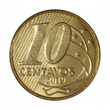 Moeda V-512 10 Centavos 2019  FC   Aço R Bronze  Ø20mm 4,8gr.