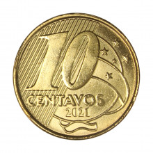Moeda V-514 10 Centavos 2021 FC  Aço R Bronze Ø20mm 4,8gr.