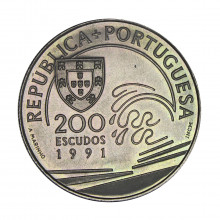 Km#658 200 Escudos 1991 FC Cristóvão Colombo e Portugal 1476-1485