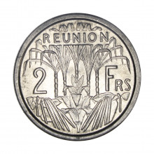 Km#8 2 Francs 1948 FC Reunião Departamento Francês Europa