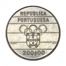 Km#662 200 Escudos 1992 FC Portugal Europa XXV Jogos Olímpicos em Barcelona