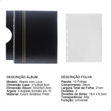 Álbum de Luxo Preto 10 Folhas para 30 Cédulas 3BZN P