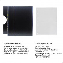 Álbum de Luxo Preto 10 Folhas para 20 Cédulas 3BZN P
