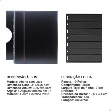 Álbum de Luxo Preto 10 Folhas para 140 Selos 3BZN P