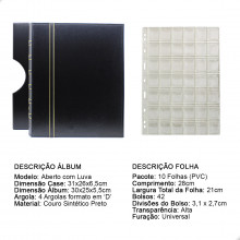 Álbum de Luxo Preto 10 Folhas para 420 Moedas 3BZN P
