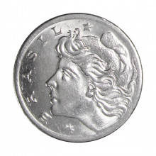 Moeda V-295 5 Centavos 1975 SOB/FC Data Difícil Aço Inoxidável Ø21mm 2,64gr.