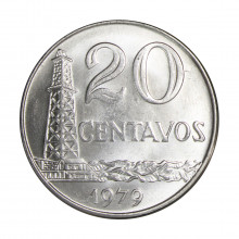 Moeda V-310 20 Centavos 1979 FC Data Difícil Aço Inox Ø25mm 5,7gr.*