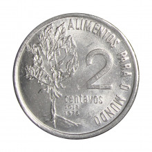 Moeda V-329 2 Centavos 1975 SOB/FC FAO Aço Inoxidável Ø19mm 2,2gr.