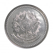 Moeda V-401 10 Cruzados 1987 SOB/FC Aço Inoxidável Ø27mm 6,1gr.