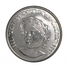 Moeda V-412 1 Cruzado Novo 1989 SOB/FC Centenário da República 1889 - 1989 Aço Inoxidável Ø31mm 10gr.*